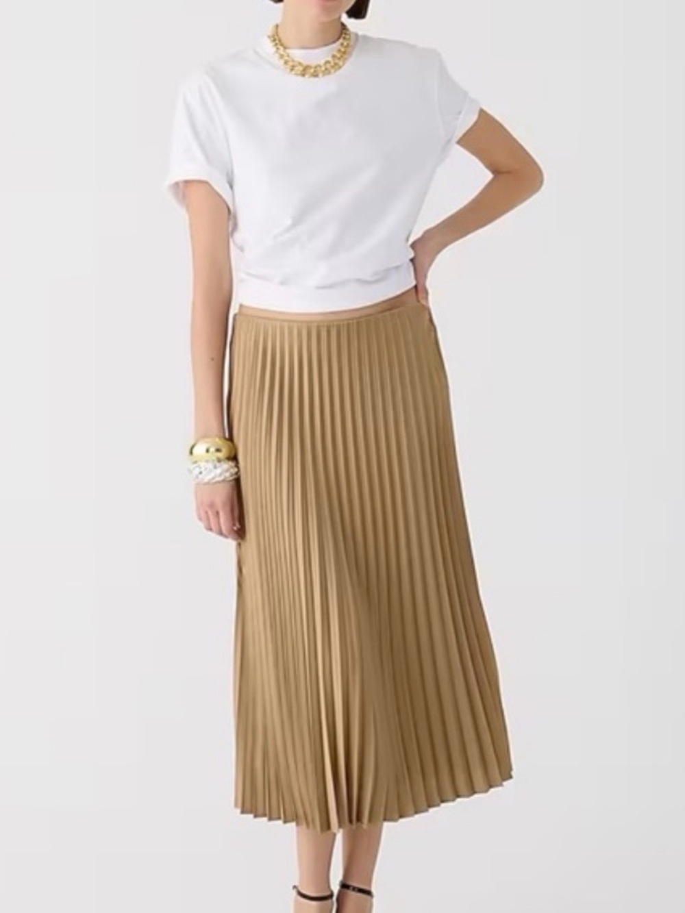 J.Crew pleated slip midi skirt Camel Medium NWT
